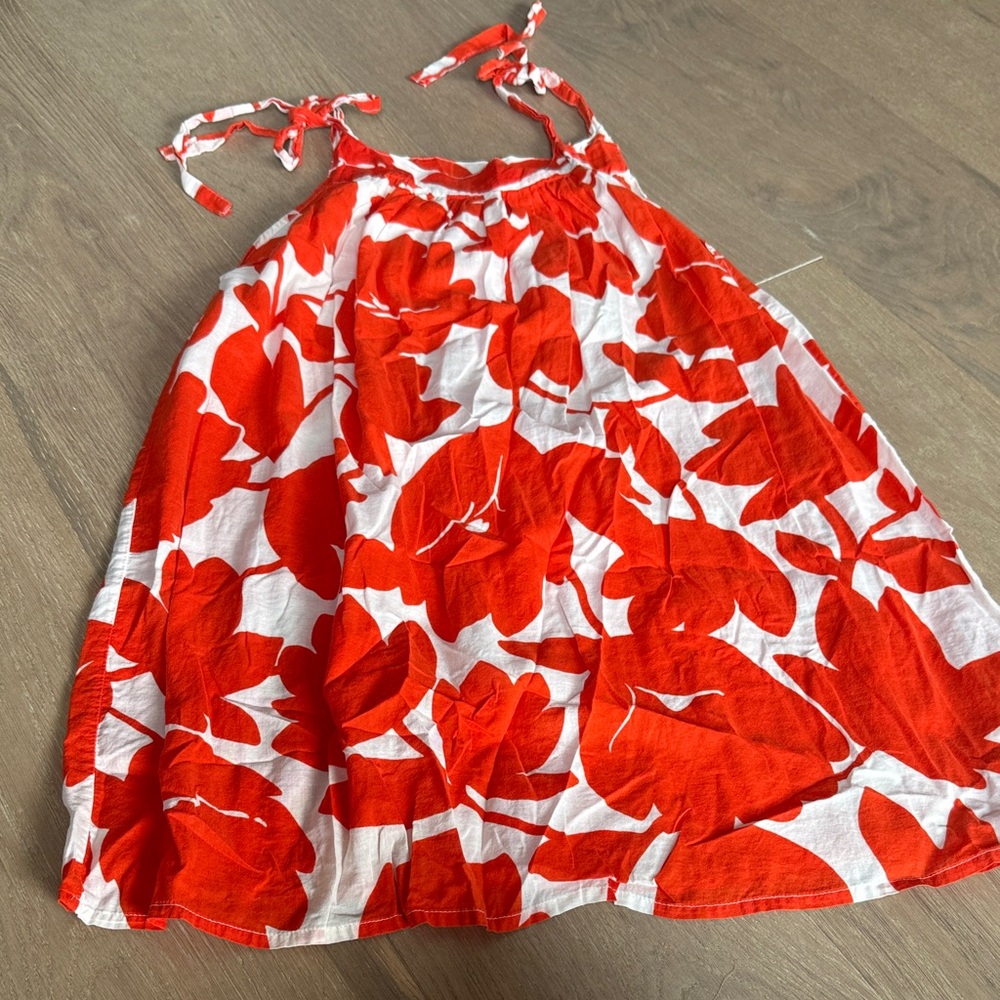 Echo Red and White Floral Swimsuit Coverup with Ties Size Small